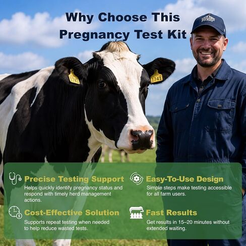 5 Pack Bovine Blood Pregnancy Test Kit, Cow Pregnancy Test Kit for Dairy Cow & Beef Cattle, 28 Days Post-Breeding, Herd Reproductive Management Supplies in Kuwait