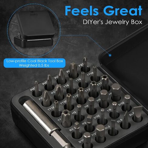 GreaTalent 31in1 S2 Steel Screwdriver Bit Set with 1/4" Magnetic Bit Holder, Mini EDC Tool, for 1/4" hex shank screwdriver, bit holder, power tool, hand tool | S2 Steel 1/4" Hex Shank Magnetic Bit Holder, 36-Tooth Gear Wrench Handle for Tight Spaces in Kuwait