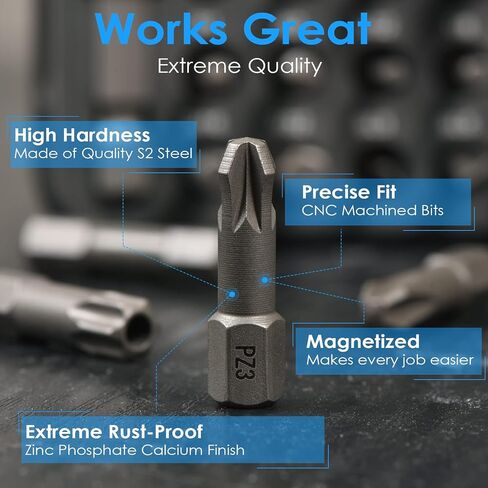 GreaTalent 31in1 S2 Steel Screwdriver Bit Set with 1/4" Magnetic Bit Holder, Mini EDC Tool, for 1/4" hex shank screwdriver, bit holder, power tool, hand tool | S2 Steel 1/4" Hex Shank Magnetic Bit Holder, 36-Tooth Gear Wrench Handle for Tight Spaces in Kuwait