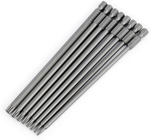 Torx Security Bit Set, Tamper Proof, 11-Piece, 6-Inch, Magnetic S2 | T6-T40, Industrial S2 alloy steel, 1/4 inch hex shank, magnetic tips, design for power screwdriver drill impact driver in Kuwait