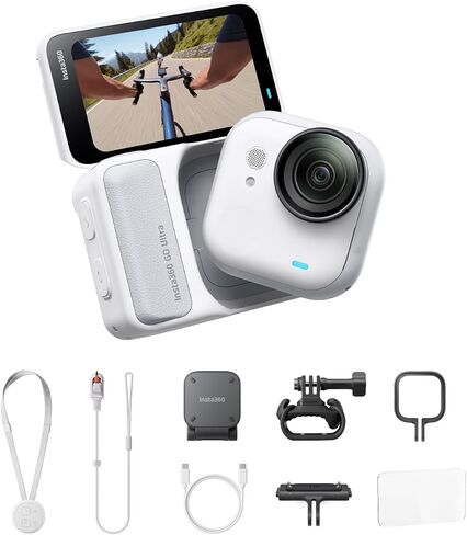 Insta360 GO Ultra Cycling Bundle - Small 4K Vlogging Camera, Hands-Free, POV Cam, 1/1.28" Sensor, 53g Lightweight, 156° FOV, 200 Min Battery Life, Magnetic Wearable Action Camera for Sports, Vlog in Saudi Arabia