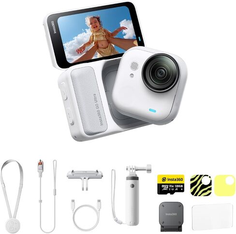 Insta360 GO Ultra Cycling Bundle - Small 4K Vlogging Camera, Hands-Free, POV Cam, 1/1.28" Sensor, 53g Lightweight, 156° FOV, 200 Min Battery Life, Magnetic Wearable Action Camera for Sports, Vlog in Saudi Arabia