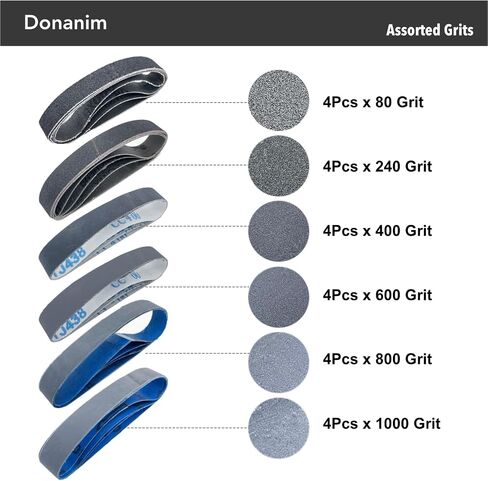 24 Pack 1 x 18 Inch Sanding Belts P80 P240 P400 P600 P800 P1000 for Ken Onion | Coarse to fine grits for knife sharpening. Fits Ken Onion blade grinder attachment in Kuwait