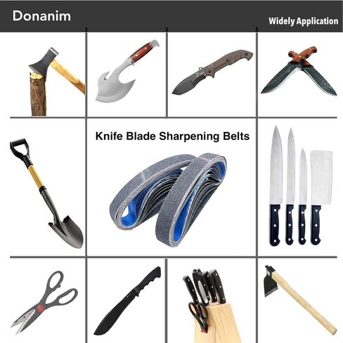 24 Pack 1 x 18 Inch Sanding Belts P80 P240 P400 P600 P800 P1000 for Ken Onion | Coarse to fine grits for knife sharpening. Fits Ken Onion blade grinder attachment in Kuwait