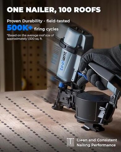 toolant Roofing Nailer, Pneumatic Roofing Nail Gun for 3/4" to 1-3/4" Nails & Crinkle Latex Work Gloves Bulk, Rubber Coated Safety Work Gloves for Men and Women in Kuwait