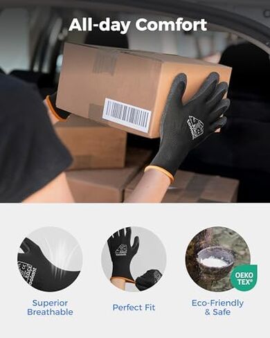toolant Roofing Nailer, Pneumatic Roofing Nail Gun for 3/4" to 1-3/4" Nails & Crinkle Latex Work Gloves Bulk, Rubber Coated Safety Work Gloves for Men and Women in Kuwait