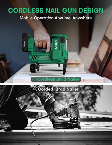 KIMO 18 Gauge Nail Gun Battery Powered w/ 2 X 2.0Ah Battery, 1000pcs Nails and Staples, 2 IN 1 Cordless Brad Nailer and Stapler, 2 Firing Modes, 180 Nails/min, Adjustable Nailing Depth for DIY Project in Kuwait