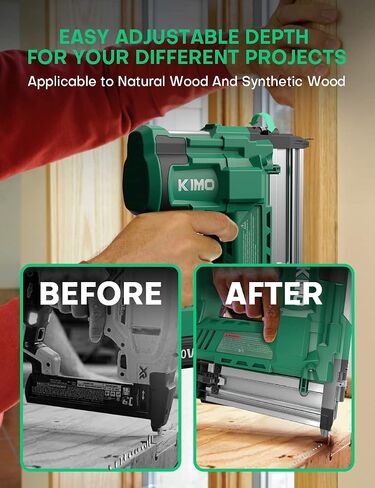 KIMO 18 Gauge Nail Gun Battery Powered w/ 2 X 2.0Ah Battery, 1000pcs Nails and Staples, 2 IN 1 Cordless Brad Nailer and Stapler, 2 Firing Modes, 180 Nails/min, Adjustable Nailing Depth for DIY Project in Kuwait