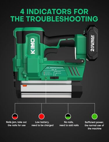 KIMO 18 Gauge Nail Gun Battery Powered w/ 2 X 2.0Ah Battery, 1000pcs Nails and Staples, 2 IN 1 Cordless Brad Nailer and Stapler, 2 Firing Modes, 180 Nails/min, Adjustable Nailing Depth for DIY Project in Kuwait