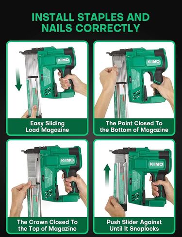 KIMO 18 Gauge Nail Gun Battery Powered w/ 2 X 2.0Ah Battery, 1000pcs Nails and Staples, 2 IN 1 Cordless Brad Nailer and Stapler, 2 Firing Modes, 180 Nails/min, Adjustable Nailing Depth for DIY Project in Kuwait