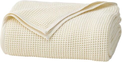 BOLL & BRANCH Waffle Bed Blanket, Twin/Twin XL, Pewter | Luxury 100% Organic Cotton - Soft, Lightweight and Breathable - Textured Waffle Weave Design in Kuwait