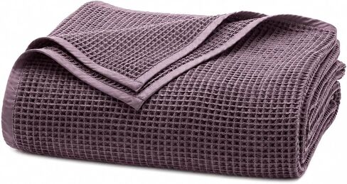 BOLL & BRANCH Waffle Bed Blanket, Twin/Twin XL, Pewter | Luxury 100% Organic Cotton - Soft, Lightweight and Breathable - Textured Waffle Weave Design in Kuwait