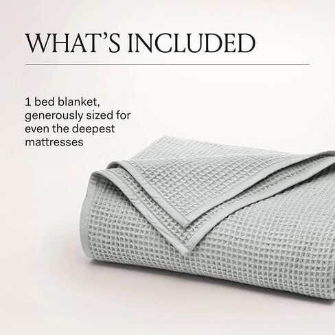 BOLL & BRANCH Waffle Bed Blanket, Twin/Twin XL, Pewter | Luxury 100% Organic Cotton - Soft, Lightweight and Breathable - Textured Waffle Weave Design in Kuwait