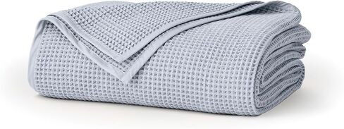 BOLL & BRANCH Waffle Bed Blanket, Twin/Twin XL, Pewter | Luxury 100% Organic Cotton - Soft, Lightweight and Breathable - Textured Waffle Weave Design in Kuwait