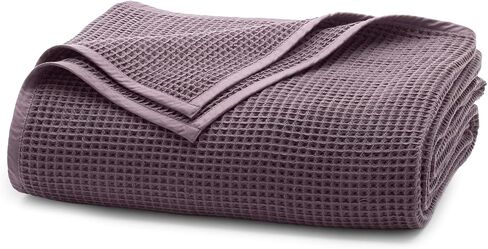 BOLL & BRANCH Waffle Bed Blanket, Twin/Twin XL, Pewter | Luxury 100% Organic Cotton - Soft, Lightweight and Breathable - Textured Waffle Weave Design in Kuwait