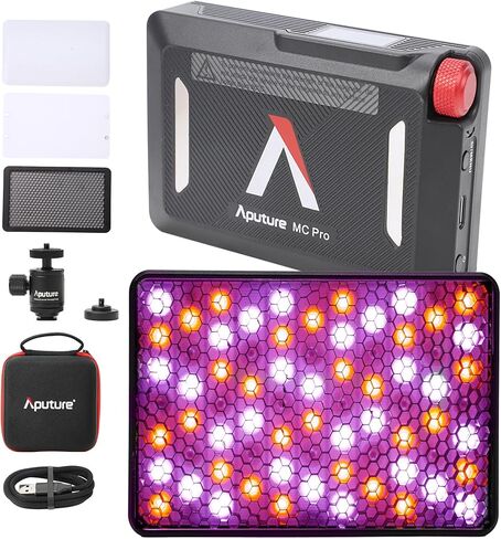 Aputure MC PRO On Camera Video Light,LED Camera Light Panel,2,000-10,000k,Magnet Adsorption Function,Dust and Waterproof,App Control for Vlogging, Photography, Video Conference,TikTok in Kuwait