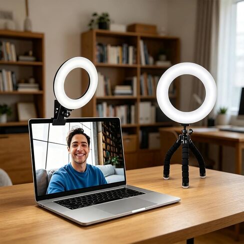 Video Conference Lighting Kit，Ring Light Clip on Laptop Monitor, 5 Dimmable Color & 5 Brightness Level for Webcam Lighting/Room Lighting/Remote Working/Self Broadcasting and Live Streaming, etc. in Kuwait