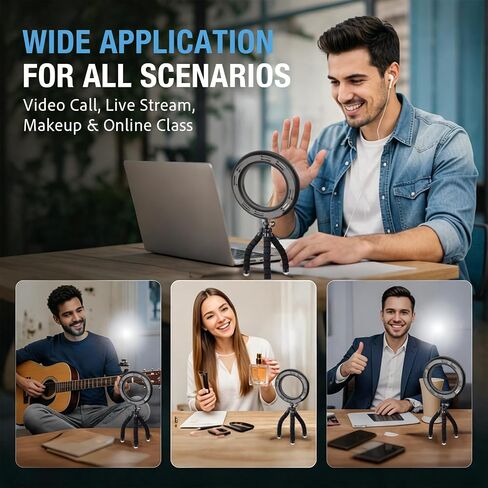 Video Conference Lighting Kit，Ring Light Clip on Laptop Monitor, 5 Dimmable Color & 5 Brightness Level for Webcam Lighting/Room Lighting/Remote Working/Self Broadcasting and Live Streaming, etc. in Kuwait