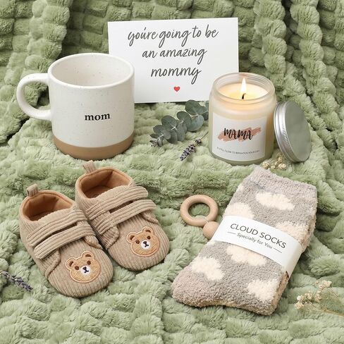 New Mom Gift Box Expecting Parents Gift New Baby Gift Set, Pregnancy Care Package, Neutral Newborn Basket in Kuwait