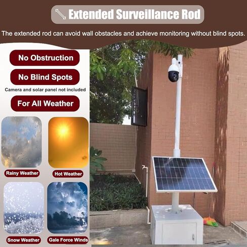 8Ft Rolling Surveillance Camera Pole with Lockable Wheels, Adjustable Security Bracket for Traffic & Gas Stations, Temporary Monitoring Solution in Kuwait