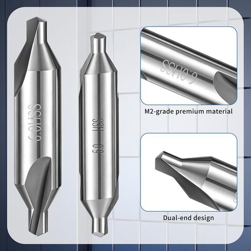 7 Pcs Center Drill 60-Degree Angle Countersink Drill-Bit Set Centering Drill Bit M2 High Speed Steel Center Drill-Bit Size 1.0 1.5 2.0 2.5 3.0 4.0 5.0 6.0 Countersink Tools for Lathe Metalworking in Kuwait