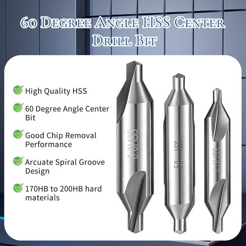 7 Pcs Center Drill 60-Degree Angle Countersink Drill-Bit Set Centering Drill Bit M2 High Speed Steel Center Drill-Bit Size 1.0 1.5 2.0 2.5 3.0 4.0 5.0 6.0 Countersink Tools for Lathe Metalworking in Kuwait