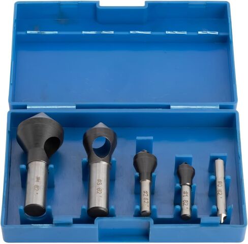 8 pc High-Speed Steel Countersink Drill Bit Set, 90° Countersink Angle, 6 Flute, 1/4" to 1" in Kuwait