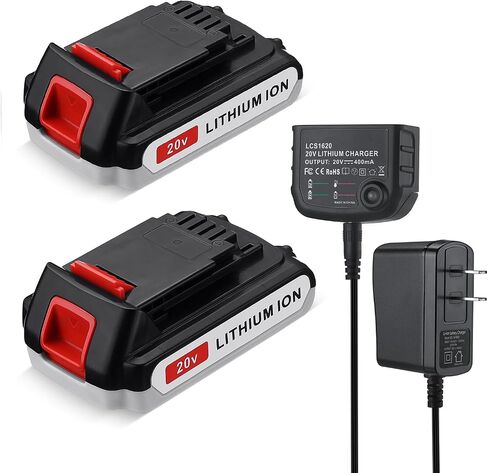 2 Pack LBXR20 Battery 20V MAX 3.0Ah Replacement for Black and Decker Battery with Charger for Black Decker LBXR20-OPE LBX20 LBX4020 LB2X4020 LBXR2020-OPE LB2X3020-OPE LBXR20BT LCS1020 LSW221 in Kuwait