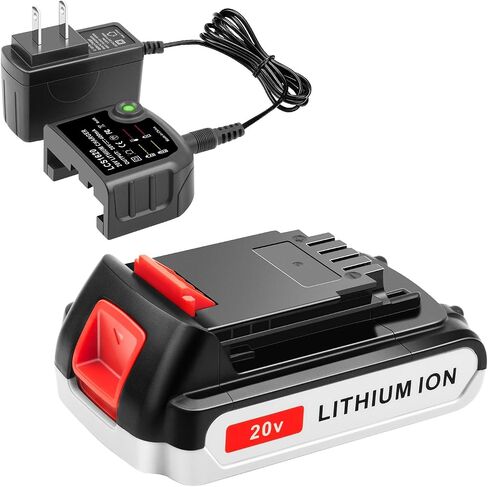 2 Pack 20V Lithium Battery and Charger Replacement for Black+Decker 20V MAX Lithium Ion Battery + Charger LBXR20 LB20 LBX20 LBXR2020-OPE LBX4020 in Saudi Arabia