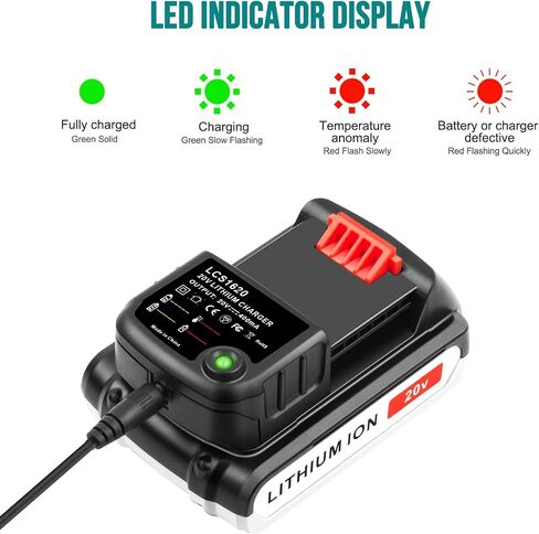 2 Pack 20V Lithium Battery and Charger Replacement for Black+Decker 20V MAX Lithium Ion Battery + Charger LBXR20 LB20 LBX20 LBXR2020-OPE LBX4020 in Saudi Arabia