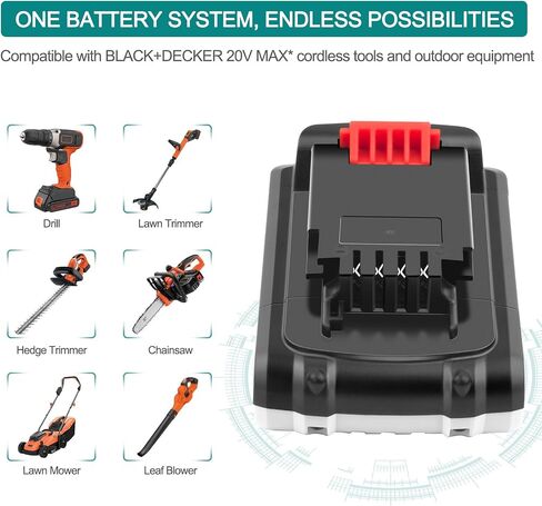 2 Pack 20V Lithium Battery and Charger Replacement for Black+Decker 20V MAX Lithium Ion Battery + Charger LBXR20 LB20 LBX20 LBXR2020-OPE LBX4020 in Saudi Arabia