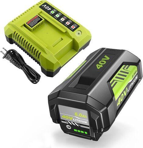 40V Lithium-Ion 6.0Ah Battery Replacement for Ryobi 40V Battery and Charger | Compatible with Ryobi 40V Battery and Charger OP40601 OP40401 OP40404 OP40602 OP40605 OP4026 in Saudi Arabia