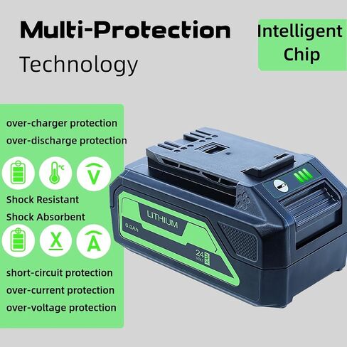 DTK Replacement for Greenworks 24V Battery 6.0 Ah 29842 29852 BAG709 BAG710 Fit 20352 22232 2508302 Tools 2 Packs with 5V 2.0Ah USB Output in Kuwait