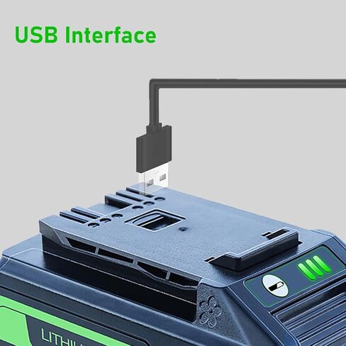 DTK Replacement for Greenworks 24V Battery 6.0 Ah 29842 29852 BAG709 BAG710 Fit 20352 22232 2508302 Tools 2 Packs with 5V 2.0Ah USB Output in Kuwait