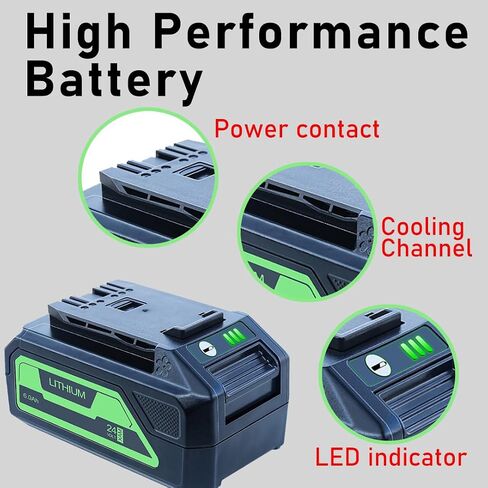 DTK Replacement for Greenworks 24V Battery 6.0 Ah 29842 29852 BAG709 BAG710 Fit 20352 22232 2508302 Tools 2 Packs with 5V 2.0Ah USB Output in Kuwait