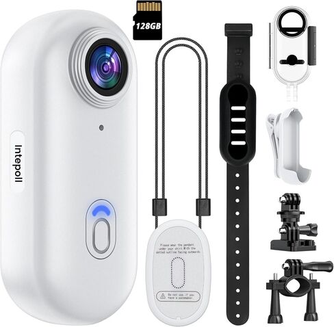 4K Mini WiFi Action Camera 128GB Thumb POV Portable Body Cam Wearable Video Recorder with IPX7 Waterproof Underwater Camcorder, Helmet Mount, Magnetic Sport DV for Bike Cycling, Pet, Vlogging(Black) in Kuwait