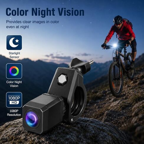 VEKOOTO VB5 Bike Camera Rechargeable Battery 360° Rotation - 5'' HD 1080P Monitor Color Night Vision 3 Mins Easy Installation Handlebar Bicycle Rear View Camera for Mountain Ebike in Kuwait