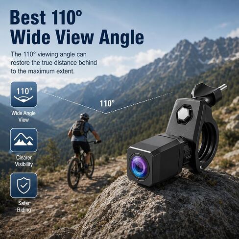 VEKOOTO VB5 Bike Camera Rechargeable Battery 360° Rotation - 5'' HD 1080P Monitor Color Night Vision 3 Mins Easy Installation Handlebar Bicycle Rear View Camera for Mountain Ebike in Kuwait