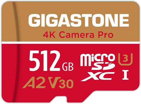【5-Years Data Recovery】 GIGASTONE 512GB Micro SD Card, 4K Camera Pro, A2 V30 for Smartphone, Gopro, Action Cams, 4K UHD Video Recording, R/W up to 150/120 MB/s, UHS-I U3 C10 Class 10 with Adapter in Kuwait