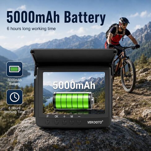 VEKOOTO VB5 Bike Camera Rechargeable Battery 360° Rotation - 5'' HD 1080P Monitor Color Night Vision 3 Mins Easy Installation Handlebar Bicycle Rear View Camera for Mountain Ebike in Kuwait