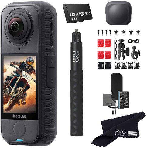 حزمة الدراجات النارية الهوائية Insta360 X4 | أخف كاميرا أكشن مقاومة للماء بدقة 8K 360 درجة لمغامرات ملحمية، عدسات قابلة للاستبدال| تتضمن الحزمة عصا سيلفي غير مرئية، وغطاء عدسة، وحزمة دراجة نارية (512 جيجابايت) in Kuwait