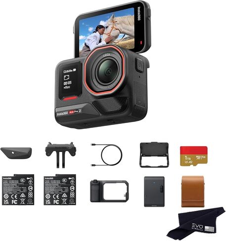 Insta360 Ace Pro 2 Flash Print Bundle - 8K Waterproof Action Camera Co-Engineered with Leica, 1/1.3" Sensor, Dual AI Chip, Leading Low Light, Xplorer Grip Pro Kit for Street Photography in Kuwait
