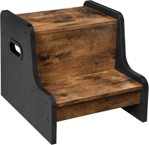 HOOBRO Step Stool for Kids, Two Step Toddler's Stool, Kids Potty Training Stool with Handles, Non-Slip Pads for Safety, Easy to Move, for Sink, Bathroom, Bedroom, Rustic Brown BF01JD01G3 in Kuwait