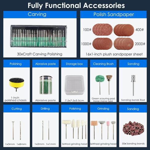 Power Rotary Tool Kit-115 Accessories, Resin Polishing Kit for Resin Casting Molds, Carving, Drilling, Sanding, Polishing, Jewelry Making (115Pcs Kits) in Kuwait