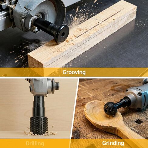 3Pcs Wood Grinder Ball Gouge with 5/8-11 Thread for 4 1/2 and 5 Inch Angle Grinder Attachments Woodworking Rotary Burr Set for Wood Carving Grinding Engraving Reaming Groving in Kuwait