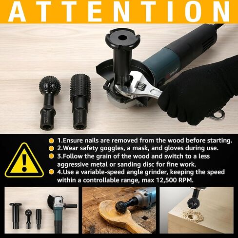3Pcs Wood Grinder Ball Gouge with 5/8-11 Thread for 4 1/2 and 5 Inch Angle Grinder Attachments Woodworking Rotary Burr Set for Wood Carving Grinding Engraving Reaming Groving in Kuwait