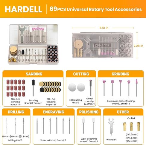 HARDELL 12V Cordless Rotary Tool with 69 Pcs Accessories Kit in Kuwait