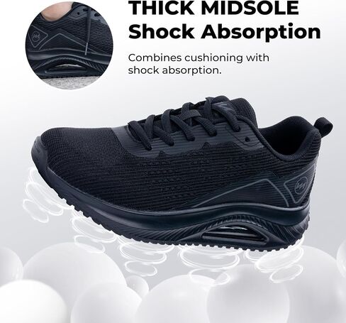 Women's Arch Support Walking Shoes Plantar Fasciitis Sneakers | Orthotic Tennis for Foot and Heel Pain Relief, Wide Width, Flat Feet, Cushion Non-Slip, Daily Gym walks GreyBlack 7 in Kuwait