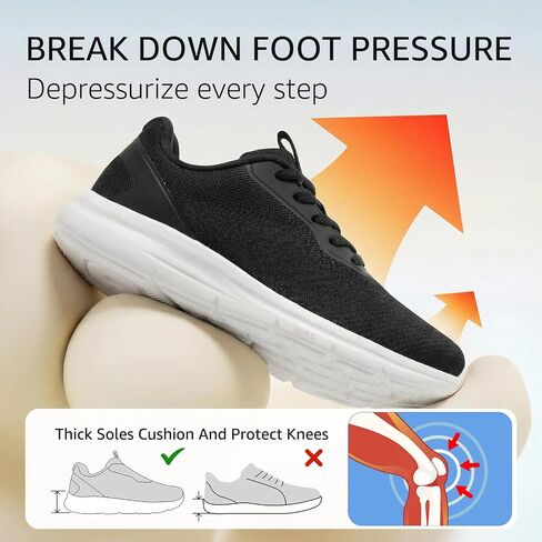 Womens Wide Walking Sneakers Tennis Shoes Black White Size 8.5 | Wide Toe Box, Natural Toe Splay, Comfort, Arch Support, Cushioned, Removable Insole, for Daily Wear, Lightweight, Breathable in Saudi Arabia