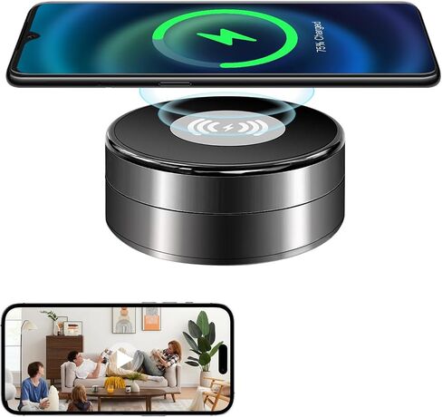 Security Camera Wireless Charging — 1080P HD Surveillance, 250° Wide-Angle Lens, Motion Detection Support; Ideal for Home Security and Baby/Pet Monitoring (Supports Dual-Band 2.4/5GHz) in Kuwait